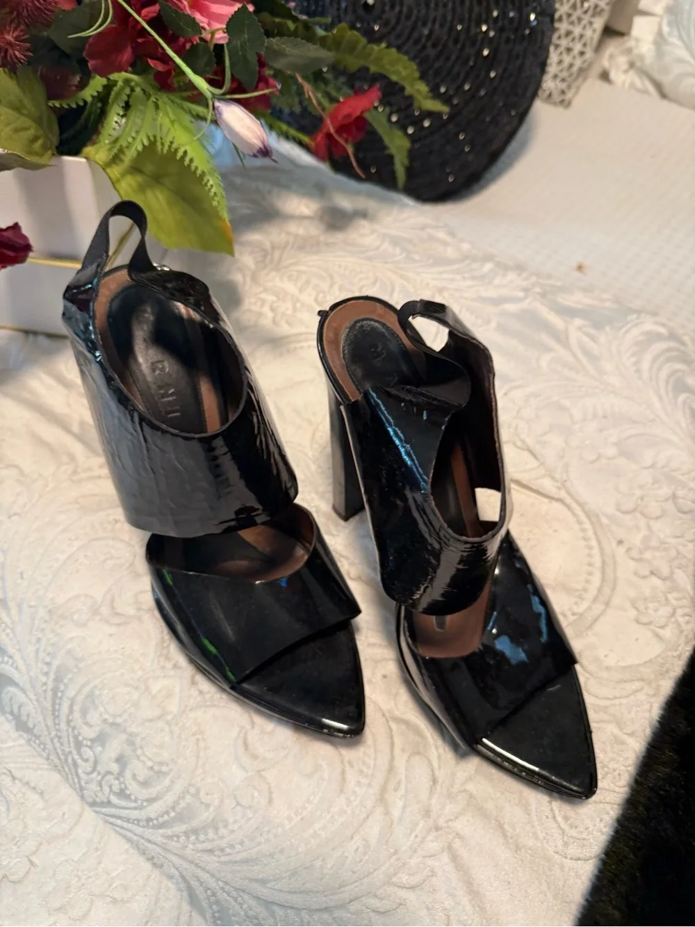 Patent Black Platform High Heel Sandals - Women's Dress Heels